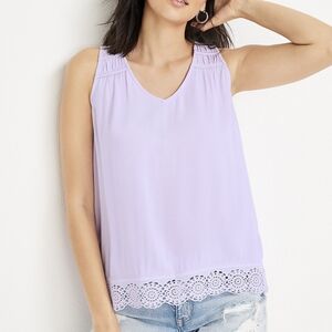 NWT Maurice's Lavender Hi-Lo Crochet Hem Tank
